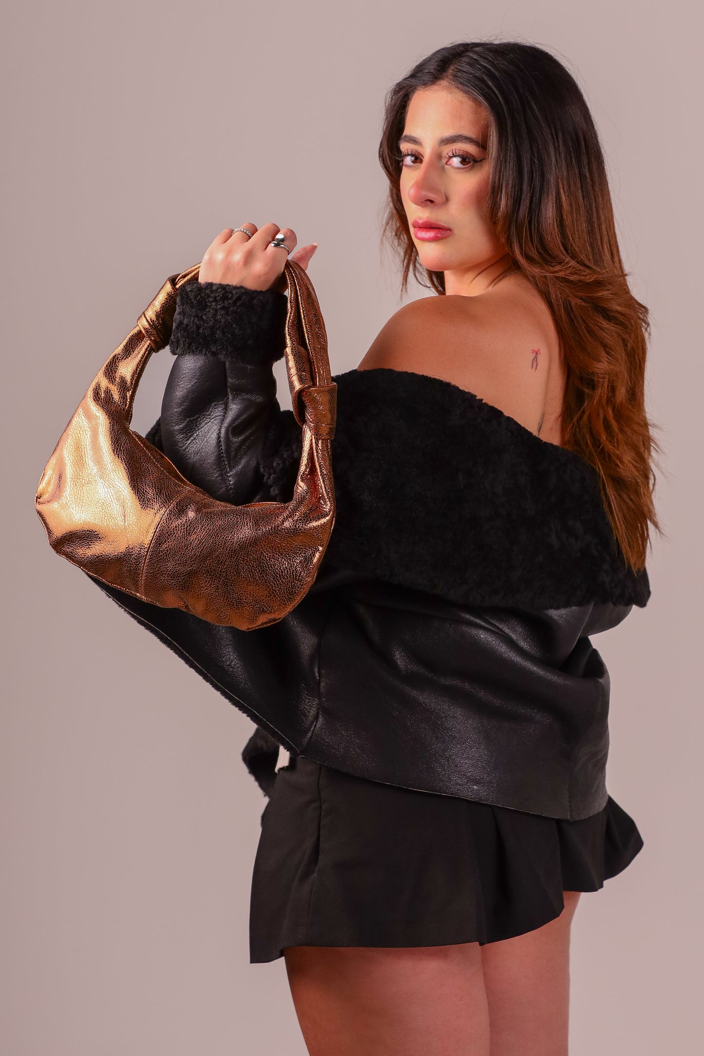 Bow Bag Bronz Leather