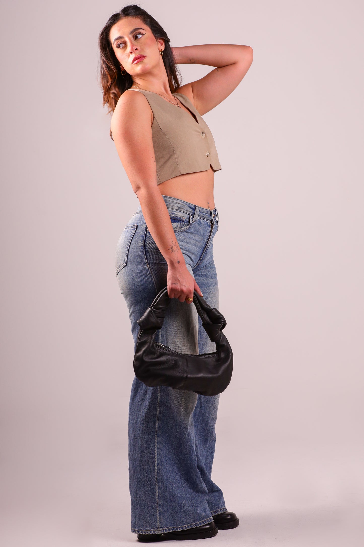 Bow Bag Black Leather