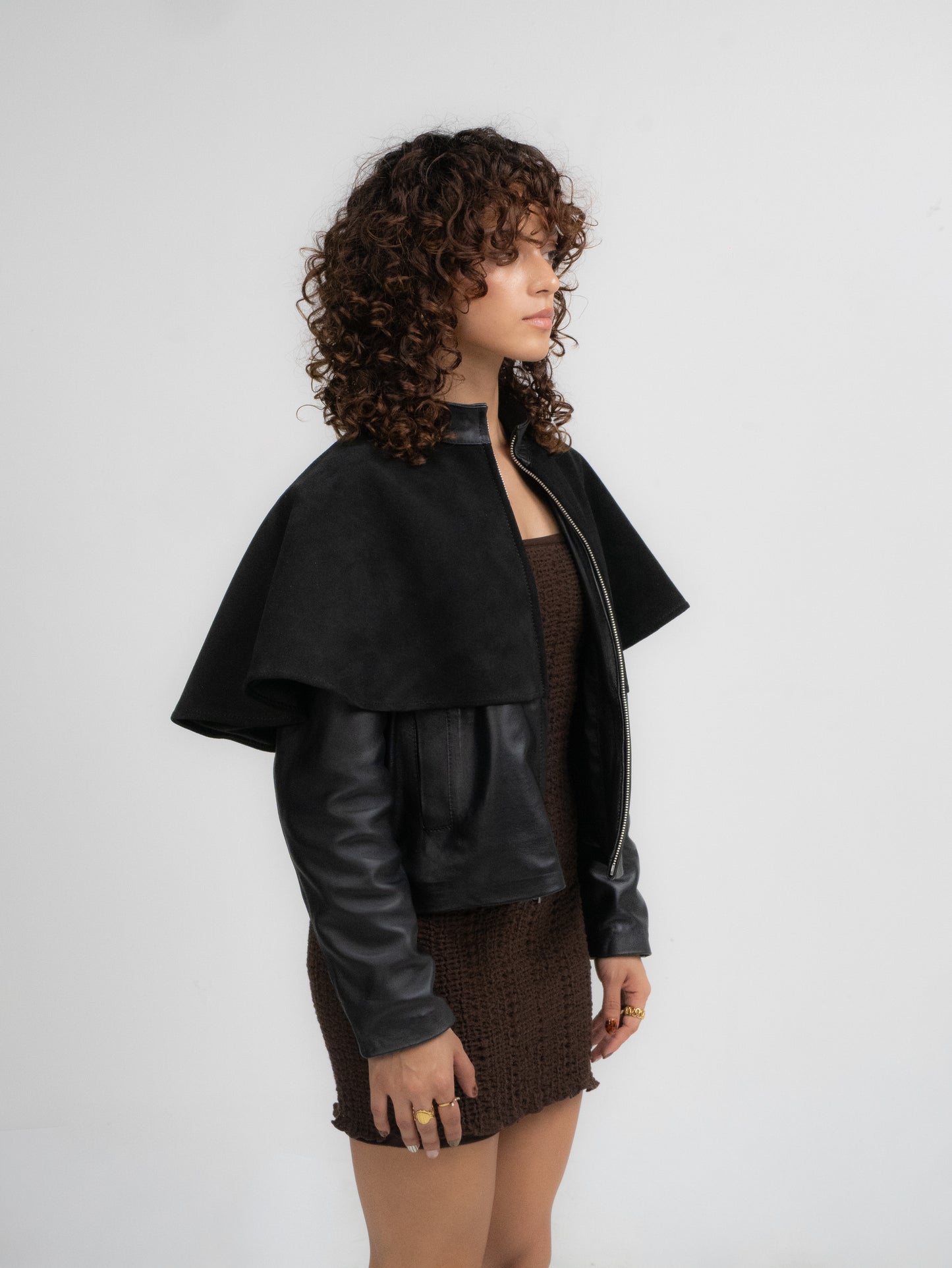 Cape Jacket - Gamuza negro
