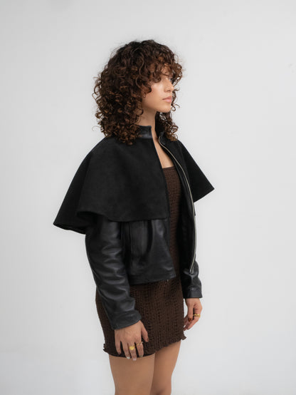 Cape Jacket - Gamuza negro